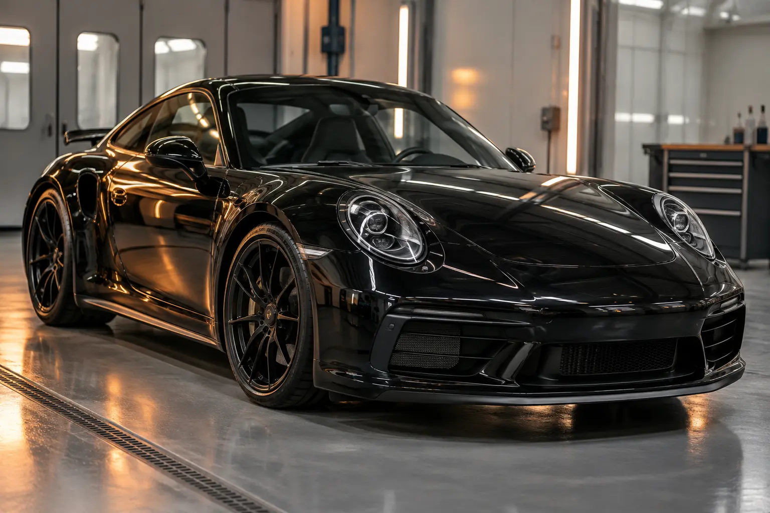 Coche premium recién pintado en el taller Vilascar de Leganés
